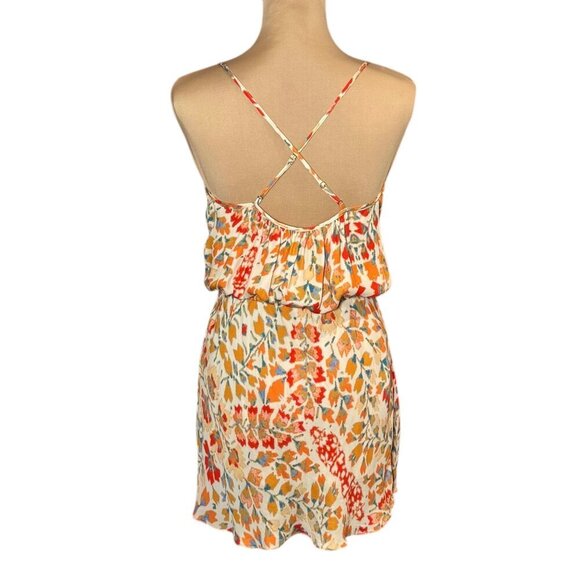 Haute Hippie Floral 100% Silk Mini Dress Sz.S Cream Boho Festival Fairy Summer - Picture 4 of 14